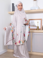 Bhumitala - Mukena Monogram & Hibiscus Printing Raya Series - Brown