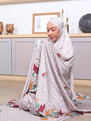 Bhumitala - Mukena Monogram & Hibiscus Printing Raya Series - Brown 02