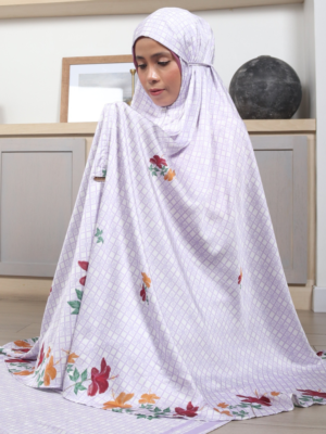 Bhumitala - Mukena Monogram & Hibiscus Printing Raya Series - Lilac 02