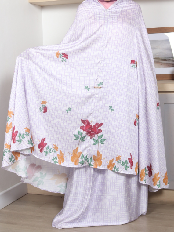 Bhumitala - Mukena Monogram & Hibiscus Printing Raya Series - Lilac