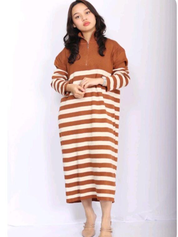 Bhumitala - Midi Dress Wanita Alula Garis