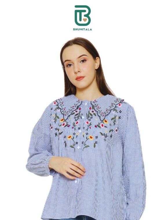 Bhumitala - Dahlia Stripe Blouse - Blue