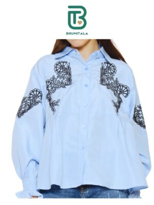 Bhumitala - Cotton Bordir Blouse - Blue