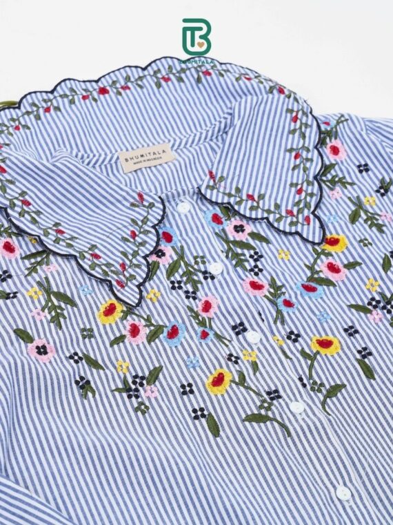 Bhumitala - Dahlia Stripe Blouse - Blue