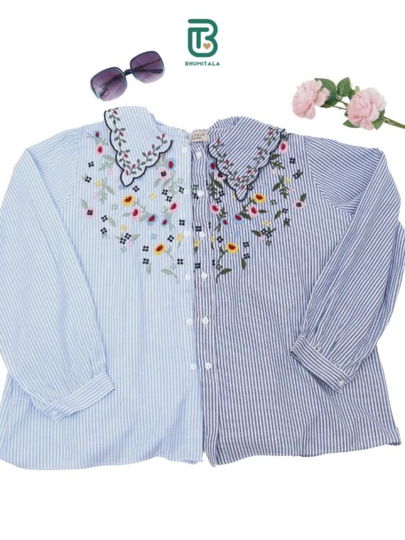 Bhumitala - Dahlia Stripe Blouse - Blue